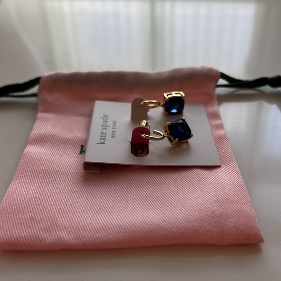 Authentic NWT kate spade Earrings deep blue gem studs - Picture 5 of 8